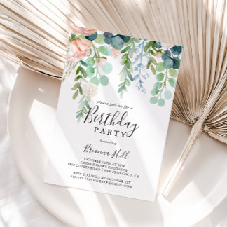 Farbenfrohe Tropenflora Geburtstagsparty Einladung