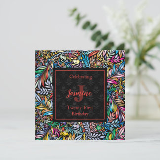 Farbenfrohe Tropenflora zum Geburtstag Einladung