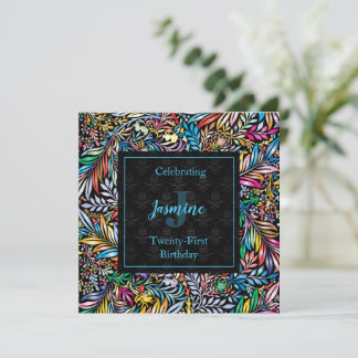Farbenfrohe Tropenflora zum Geburtstag Einladung
