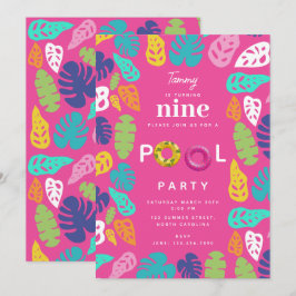 Farbenfrohe TropenSummer Birthday Pool Party Einladung