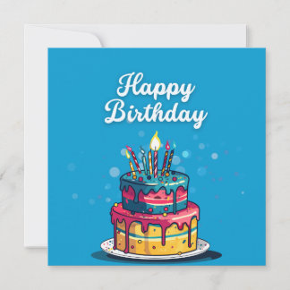 Farbenfrohe Tropfen Geburtstagstorte - Happy Birth Einladung