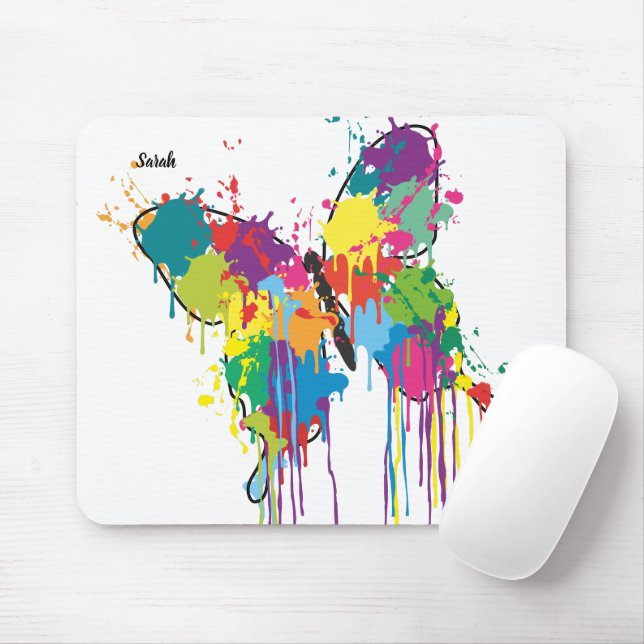 Farbenfrohe Tropfen-Paint Butterfly Mousepad mit N (Mit Mouse)