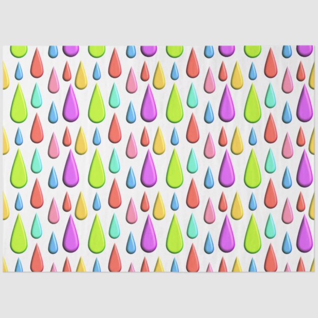 Farbenfrohe Tropfen, Regenfallmuster Seidenpapier (Vorderseite)