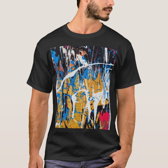 Farbenfrohe Tropffarbe: Graffiti-Wand. T-Shirt (Vorderseite)