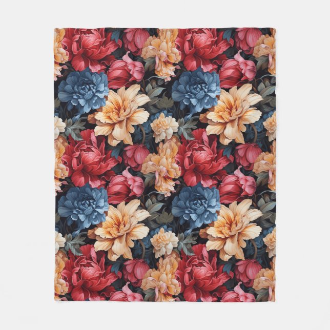 Farbenfrohe Tropical Florals Fleece Blanket (Vorderseite)