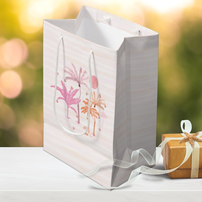 Farbenfrohe Tropical Palm Tree Weihnachten Mittlere Geschenktüte (Von Creator hochgeladen)