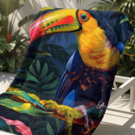 Farbenfrohe Tropical Toucan Beach Handtuch