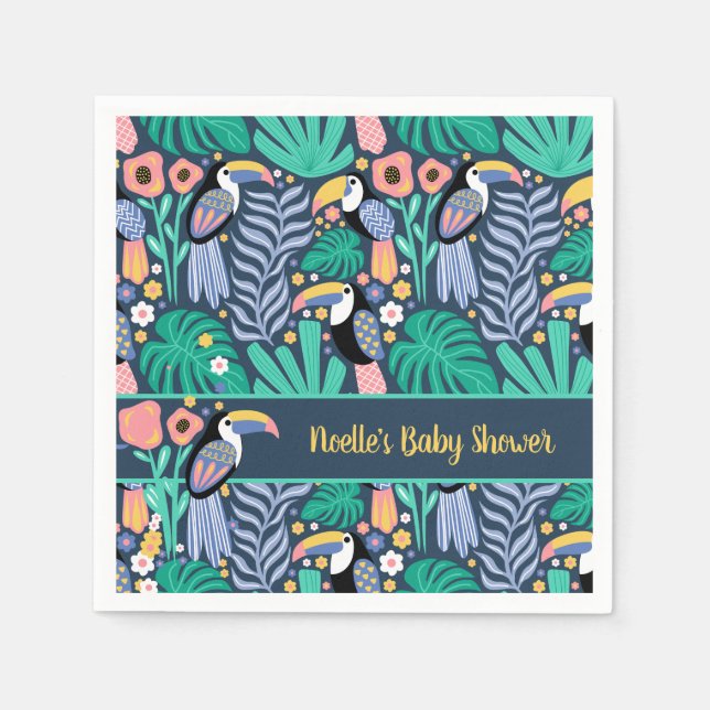 Farbenfrohe Tropical Toucan Bird Baby Dusche Serviette (Vorderseite)