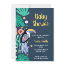 Farbenfrohe Tropical Toucan Bird Blume Babydusche