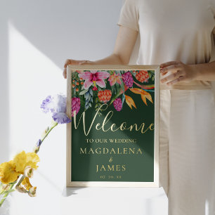 Farbenfrohe tropisch rosa orangefarbene Blume Will Foliendrucke