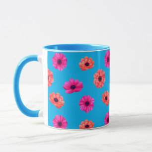 Farbenfrohe tropische 3D-Frühlingsblumenmuster Tasse