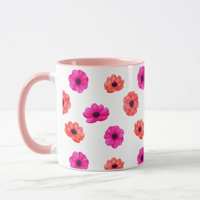 Farbenfrohe tropische 3D-Frühlingsblumenmuster Tasse (Links)