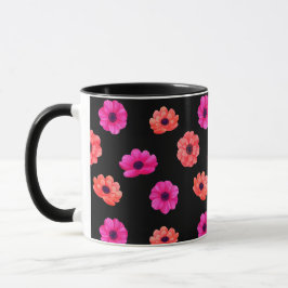 Farbenfrohe tropische 3D-Frühlingsblumenmuster Tasse