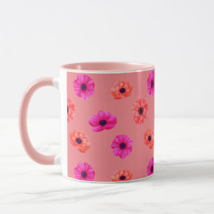 Farbenfrohe tropische 3D-Frühlingsblumenmuster Tasse