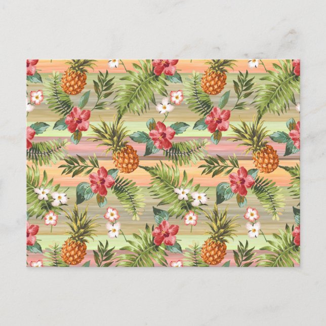 Farbenfrohe tropische Ananas Blumenmuster Postkarte (Vorderseite)