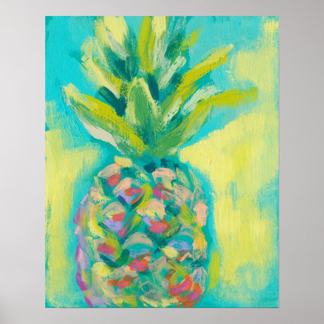 Farbenfrohe tropische Ananas Poster (Vorne)