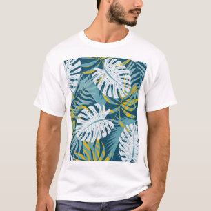Farbenfrohe tropische Blätter, abstraktes Original T-Shirt
