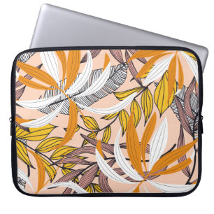 Farbenfrohe tropische Blätter, beige Hintergrundmu Laptopschutzhülle