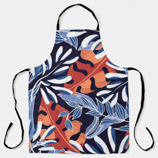 Farbenfrohe tropische Blätter Blauer Hintergrund Schürze