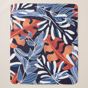 Farbenfrohe tropische Blätter Blauer Hintergrund Sherpadecke