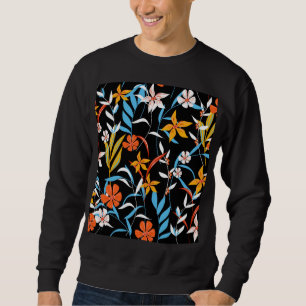 Farbenfrohe tropische Blätter: dunkles Hintergrund Sweatshirt