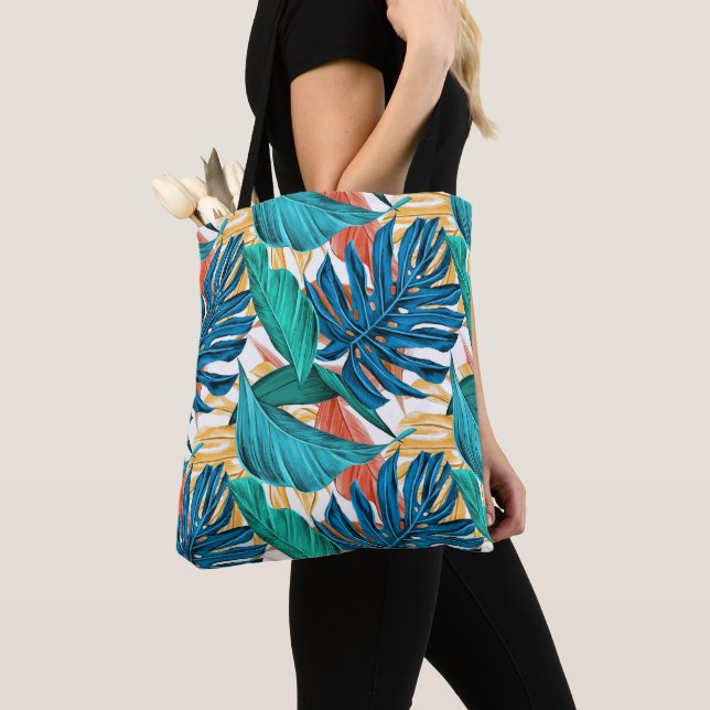 Farbenfrohe tropische Blätter, exotisches Design, (Von Nahem)