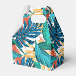 Farbenfrohe tropische Blätter, exotisches Design, Geschenkschachtel