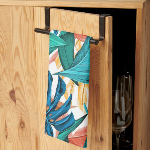 Farbenfrohe tropische Blätter, exotisches Design, Geschirrtuch