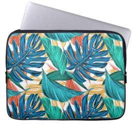 Farbenfrohe tropische Blätter, exotisches Design, Laptopschutzhülle