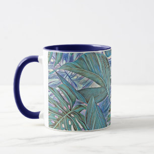 Farbenfrohe tropische Blätter in Grün Tasse