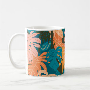 Farbenfrohe tropische Blätter Kaffeetasse