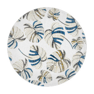 Farbenfrohe tropische Blätter, modernes Muster. Schneidebrett