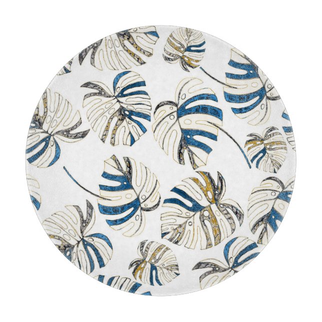 Farbenfrohe tropische Blätter, modernes Muster. Schneidebrett (Vorderseite)