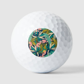Farbenfrohe tropische Blätter: Sommermuster. Golfball