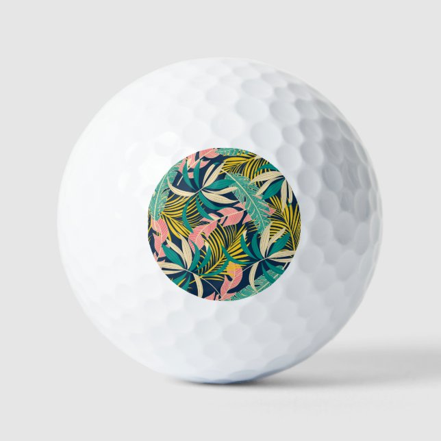 Farbenfrohe tropische Blätter: Sommermuster. Golfball (Vorderseite)