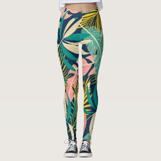 Farbenfrohe tropische Blätter: Sommermuster. Leggings