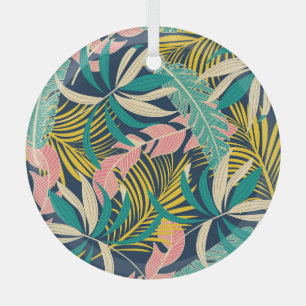 Farbenfrohe tropische Blätter: Sommermuster. Ornament Aus Glas