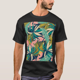 Farbenfrohe tropische Blätter: Sommermuster. T-Shirt