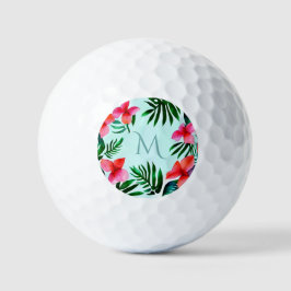 Farbenfrohe tropische Blätter Wasserfarbe Custom Golfball