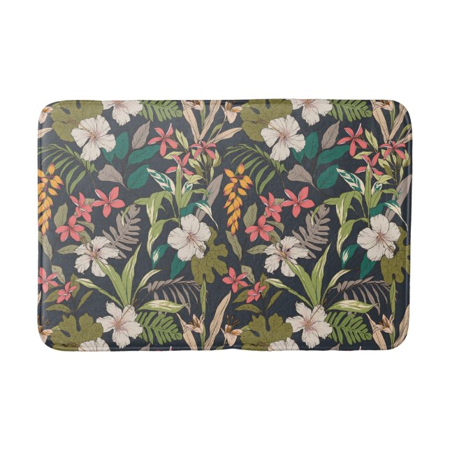 Farbenfrohe tropische Blume Badematte (Vorderseite)