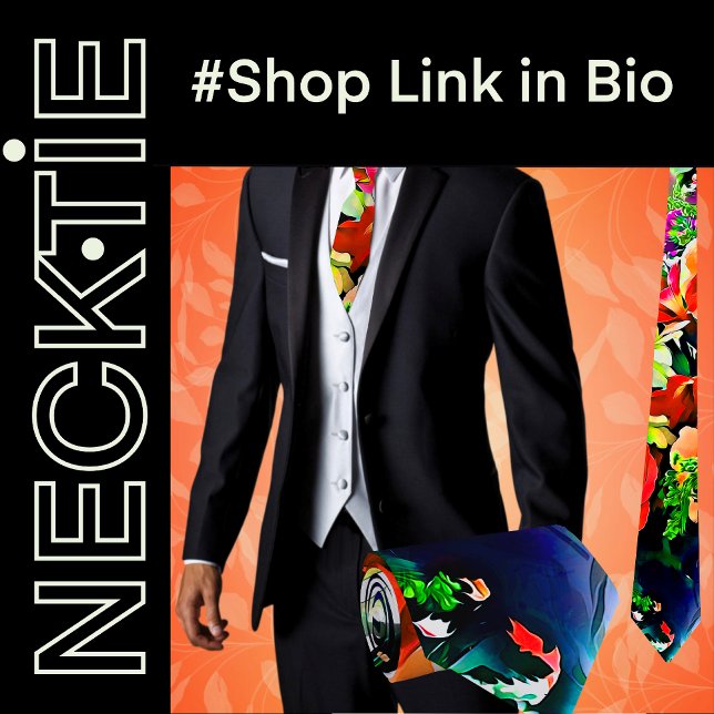 Farbenfrohe tropische Blume Blumenkunst Krawatte (Make an impression With this stylish men's fashion abstract floral necktie at your office or wedding)