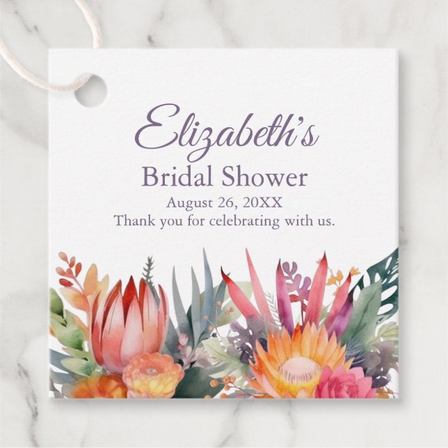 Farbenfrohe tropische Blume Brautparty Geschenkanhänger (Vorderseite)