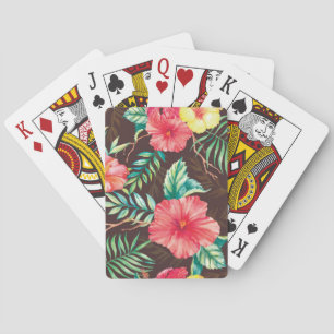 Farbenfrohe tropische Blume dunkler Hintergrund Spielkarten