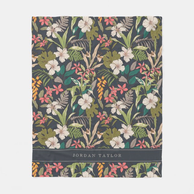 Farbenfrohe tropische Blume Fleecedecke (Vorderseite)