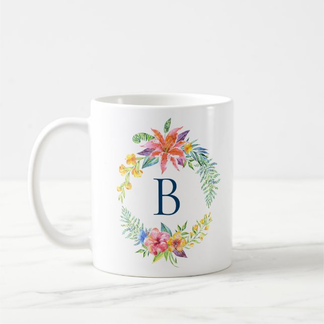 Farbenfrohe tropische Blume Kaffeetasse (Links)