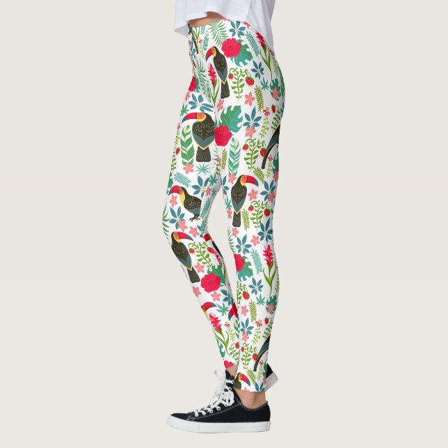 Farbenfrohe tropische Blume Leggings (Links)