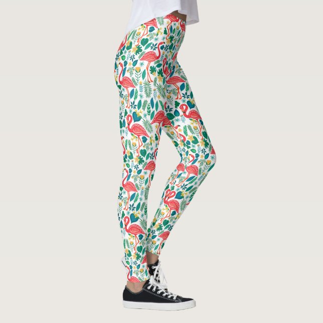 Farbenfrohe tropische Blume Leggings (Rechts)