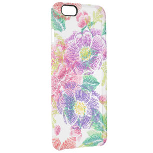 Farbenfrohe tropische Blume Muster GR2 Durchsichtige iPhone 6 Plus Hülle