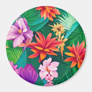 Farbenfrohe tropische Blume Muster Magnet
