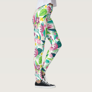 Farbenfrohe tropische Blume Nahtloses Muster Leggings